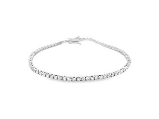 18K White Gold Classic Tennis Bracelet with Natural Round Diamonds